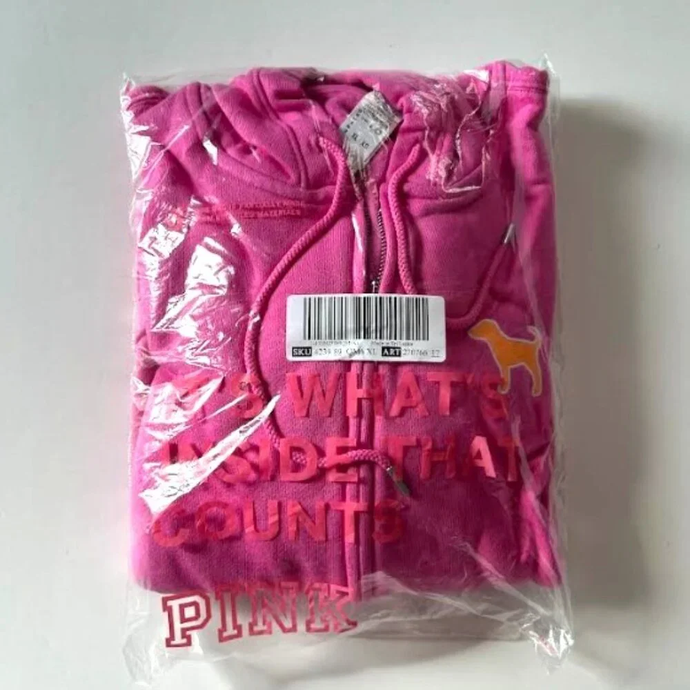 Victoria's Secret PINK Full-Zip Hoodie Limited Edition Pink Gossip XL - Picture 3 of 3